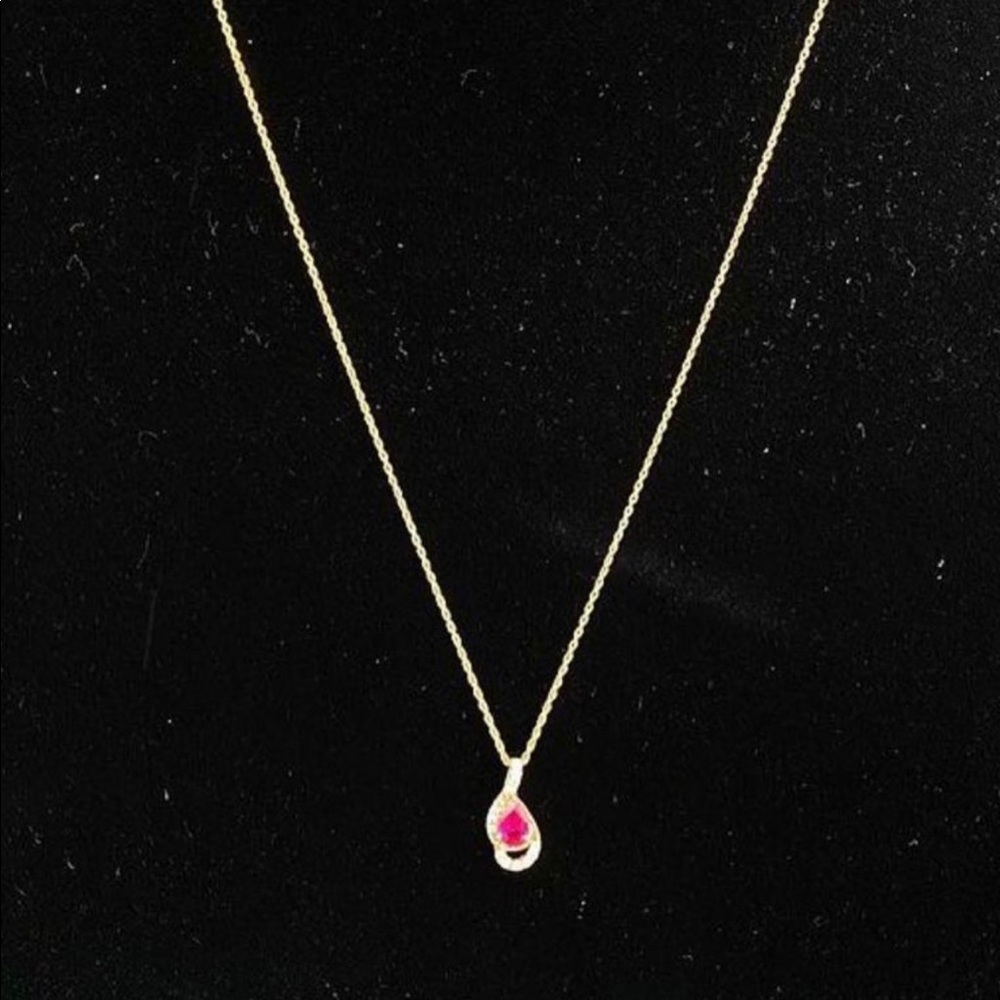 Ruby and Diamond 14kt gold necklace